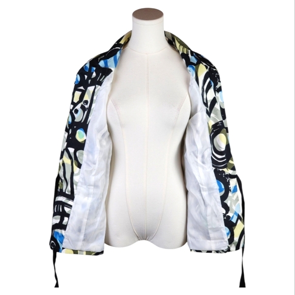 Willi Smith Abstract Print Tie-Waist Jacket Size L Retro Mod Blazer - Picture 7 of 8